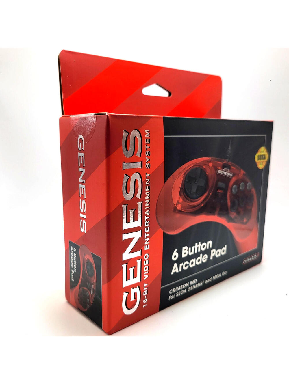 Retro-Bit Official Sega Genesis 6-Button Controller Pad for Sega Genesis - Red